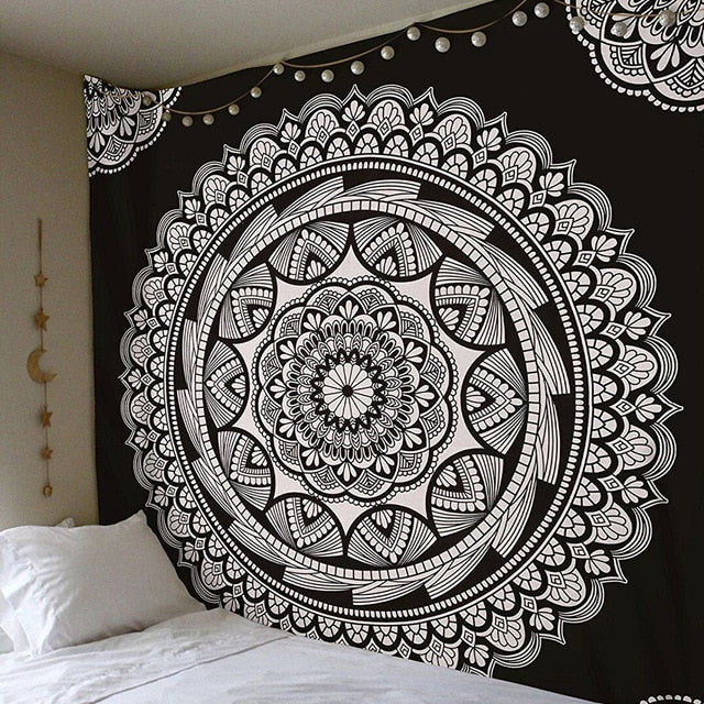 Large 200x150cm Mandala Indian Tapestry Wall Hanging Bohemian Beach Mat Polyester Blanket Yoga Mat Home Bedroom Art Carpet