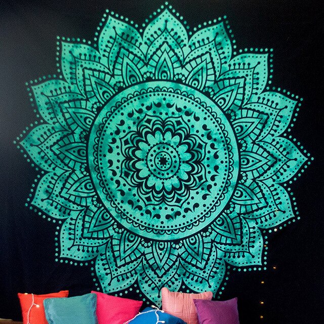 Large 200x150cm Mandala Indian Tapestry Wall Hanging Bohemian Beach Mat Polyester Blanket Yoga Mat Home Bedroom Art Carpet