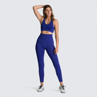 2020 2PCS Women's Seamless Yoga Set Sportswear Sports Bra+Leggings Fitness Pants Gym Running Suit Exercise Clothing Athletic New