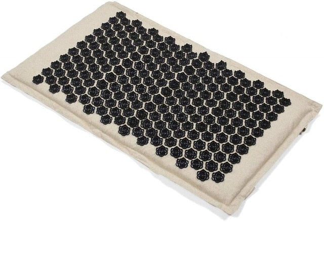 (SHOP NOW) Natural Organic Linen Acupuncture Mat Lotus Spike Massage Pad Cushion Yoga Mat Back/Neck/ Pain Relief Therapy