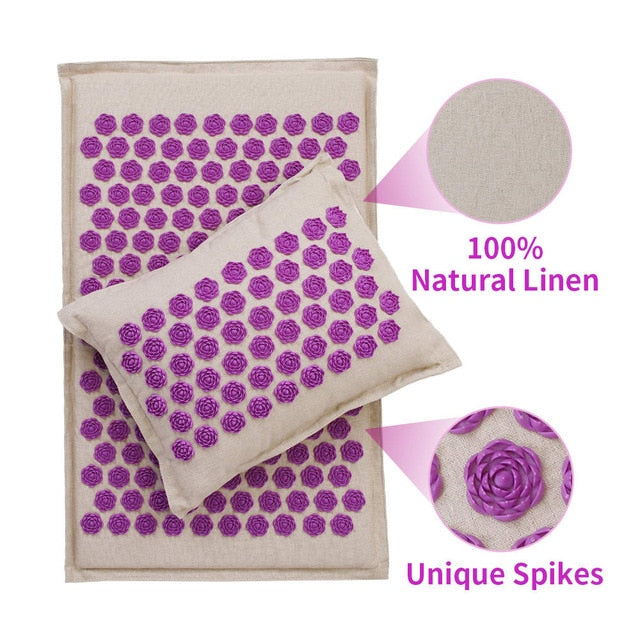Skipe Mat Acupressure Mat, Massage Mat and Pillow Set Yoga Mat Relieve Back, Neck and Sciatic Pain, Relax Muscles, Relieve