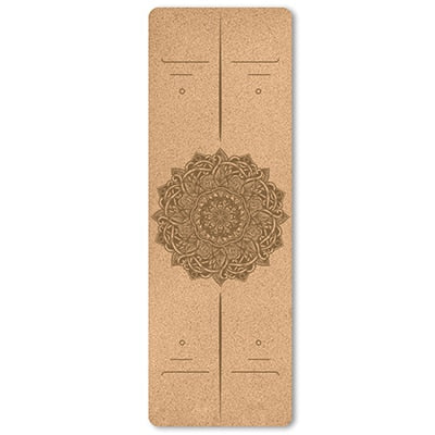 6mm Cork TPE Yoga Mat 183*61cm Printed Non-slip Mat Home Fitness Pad Gymnastics Pilates Training Sport Beginners Mat Bag&Strap