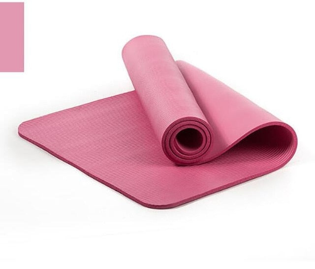 Quality 10mm NBR Yoga Mat with Free Carry Rope 183*61cm Non-slip Thick Pad Fitness Pilates Mat for Outdoor Gym Exercise Fitness