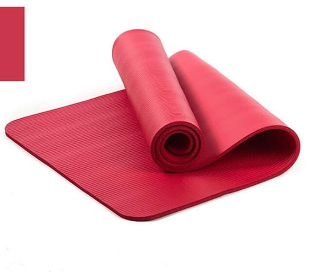 Quality 10mm NBR Yoga Mat with Free Carry Rope 183*61cm Non-slip Thick Pad Fitness Pilates Mat for Outdoor Gym Exercise Fitness