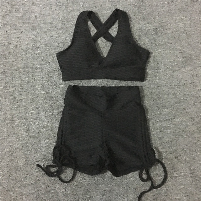 S-XL Pad 2pcs yoga sets woman sportswear stretch gym shorts set women clothing sports bra shorts workout clothes Tracksuit