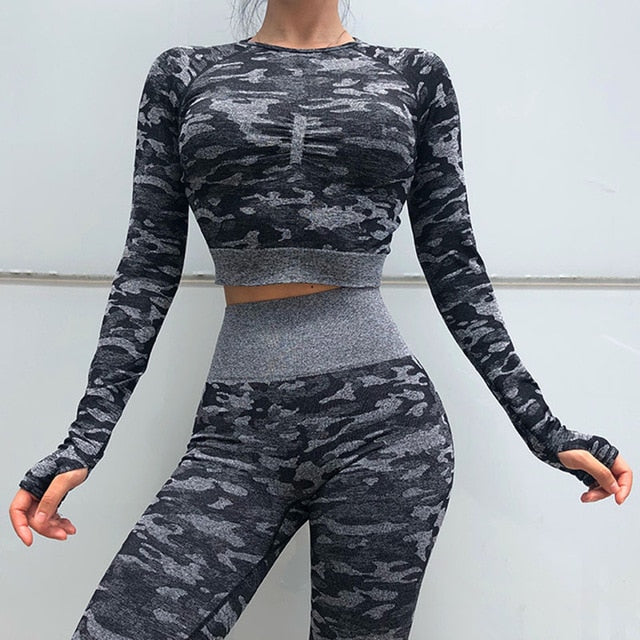 New 2 Piece Seamless Gym Clothing Yoga Set Fitness Workout Sets Yoga Out fits For Women Athletic Legging Women's Sportswear suit