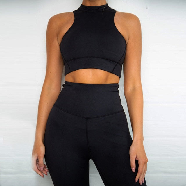 GXQIL Fitness Suit Women 2020 Gym Clothing Dry Fit Yoga Set Workout Clothes for Women Sportswear Jogging Sport Femme Black Red