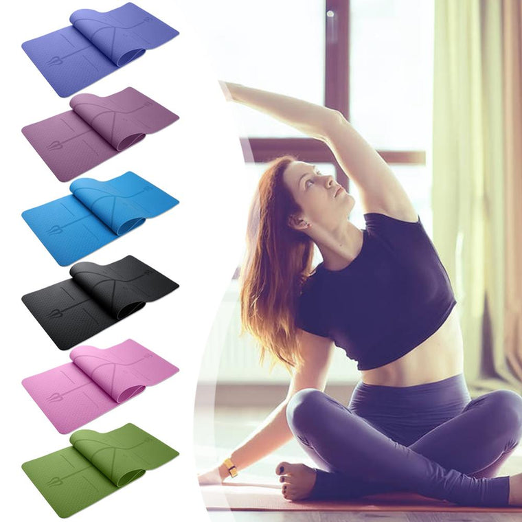 TPE Yoga Mat with Position Line Non Slip Carpet Mat Beginner Sports Fitness Gymnastics Mats Gym Pads 6mm Mats Yoga