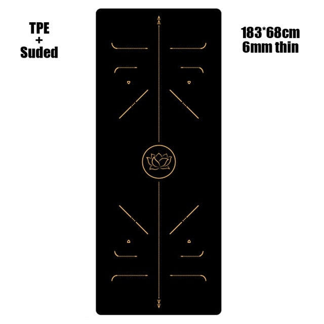 183X68cm 6mm Suede TPE Yoga Mat Sports Mats For Fitness Pilates Exercise Gymnastic Yoga Mat thick With Position Line pranamat
