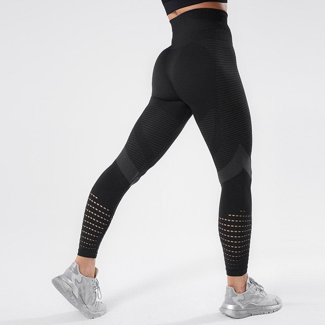 NORMOV Seamless High Waist Yoga Leggings Tights Women Workout Mesh Breathable Fitness Clothing Training Pants Female 5 Color