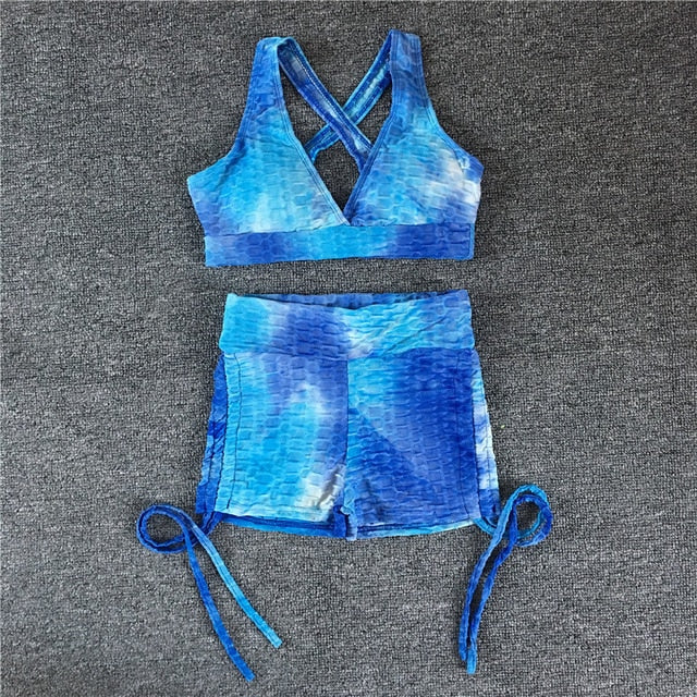 S-XL Pad 2pcs yoga sets woman sportswear stretch gym shorts set women clothing sports bra shorts workout clothes Tracksuit