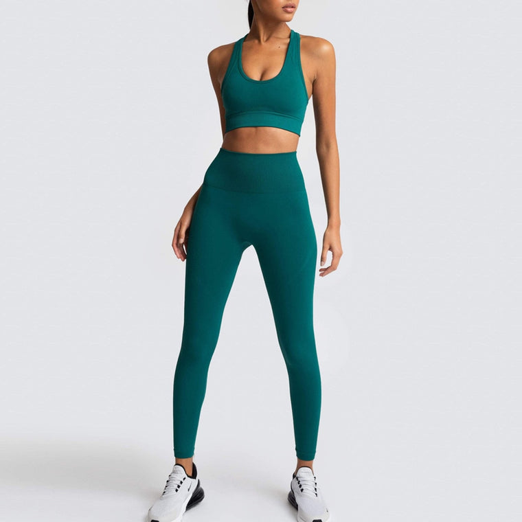2 Piece Set Tracksuit Women Summer Seamless Yoga Sets Gym Clothes Sport Set Fitness Clothing Workout Clothes For Women