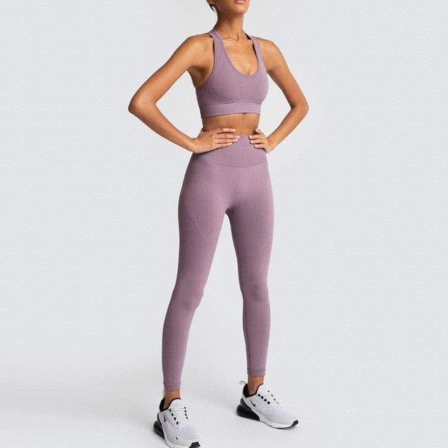 2 Piece Set Tracksuit Women Summer Seamless Yoga Sets Gym Clothes Sport Set Fitness Clothing Workout Clothes For Women