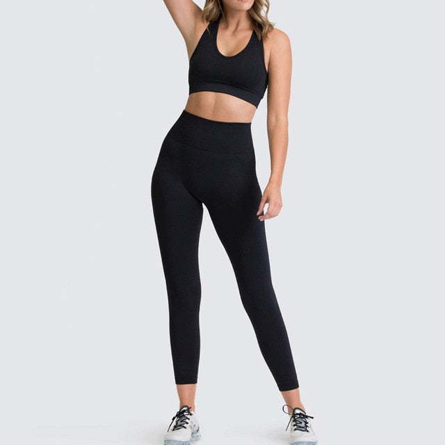 2 Piece Set Tracksuit Women Summer Seamless Yoga Sets Gym Clothes Sport Set Fitness Clothing Workout Clothes For Women
