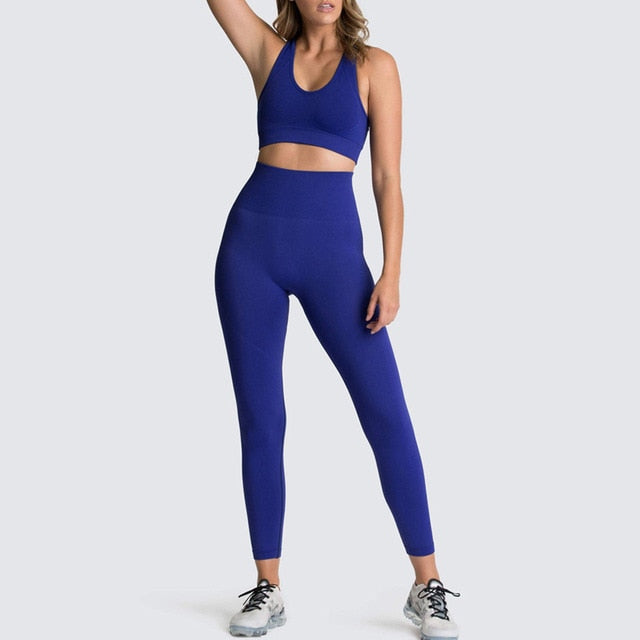 2 Piece Set Tracksuit Women Summer Seamless Yoga Sets Gym Clothes Sport Set Fitness Clothing Workout Clothes For Women