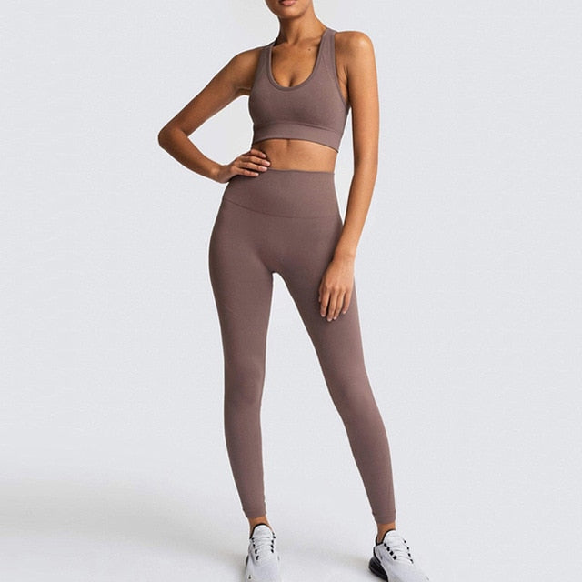2 Piece Set Tracksuit Women Summer Seamless Yoga Sets Gym Clothes Sport Set Fitness Clothing Workout Clothes For Women
