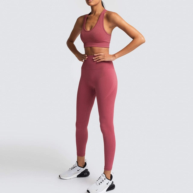 2 Piece Set Tracksuit Women Summer Seamless Yoga Sets Gym Clothes Sport Set Fitness Clothing Workout Clothes For Women
