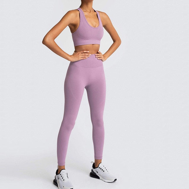 2 Piece Set Tracksuit Women Summer Seamless Yoga Sets Gym Clothes Sport Set Fitness Clothing Workout Clothes For Women