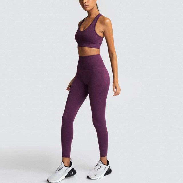 2 Piece Set Tracksuit Women Summer Seamless Yoga Sets Gym Clothes Sport Set Fitness Clothing Workout Clothes For Women