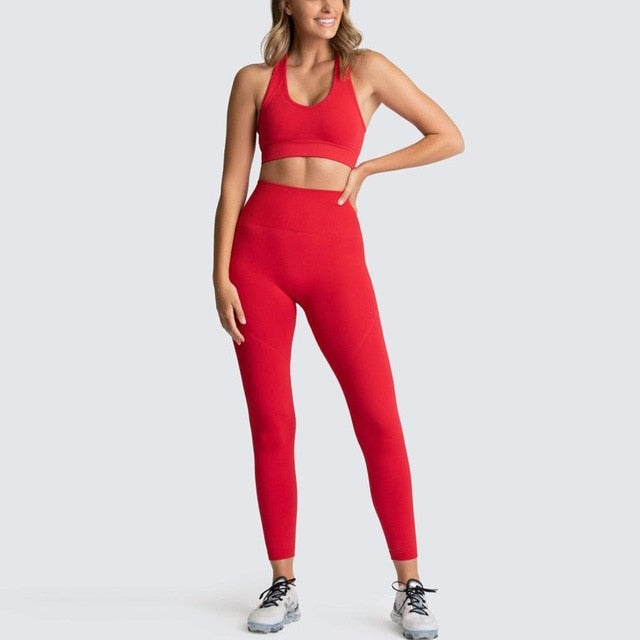 2 Piece Set Tracksuit Women Summer Seamless Yoga Sets Gym Clothes Sport Set Fitness Clothing Workout Clothes For Women