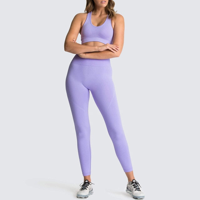 2 Piece Set Tracksuit Women Summer Seamless Yoga Sets Gym Clothes Sport Set Fitness Clothing Workout Clothes For Women